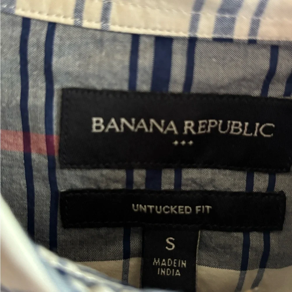 NWT Banana Republic Blue and Yellow Casual Button Down Shirt Sz Small 💯 Cotton